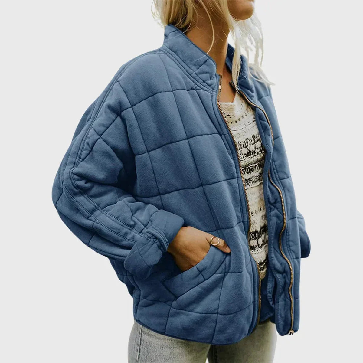 Nuana Nora Damen Steppjacke Leichte Gefütterte Kurzjacke mit Reißverschluss
