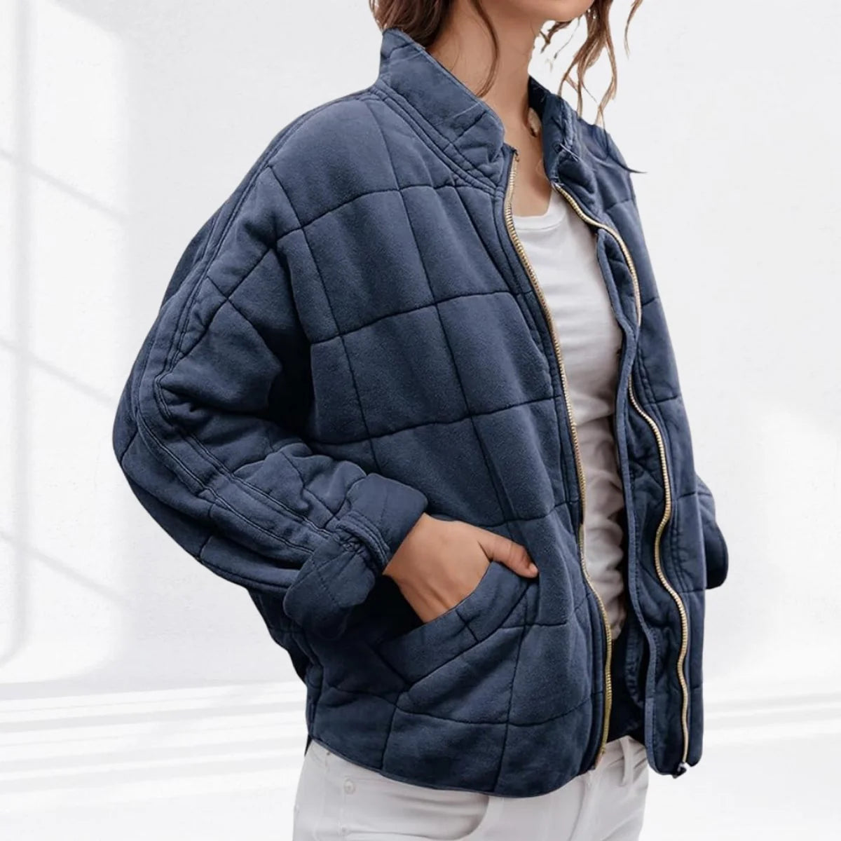 Nuana Nora Damen Steppjacke Leichte Gefütterte Kurzjacke mit Reißverschluss