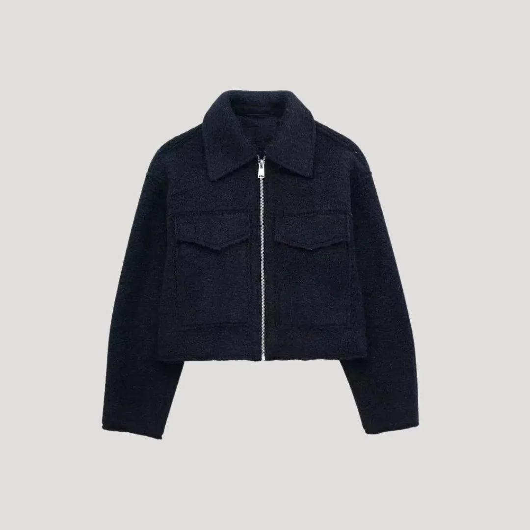 Nuana Rita Damen Kurze Winterjacke mit Reißverschluss Vorne