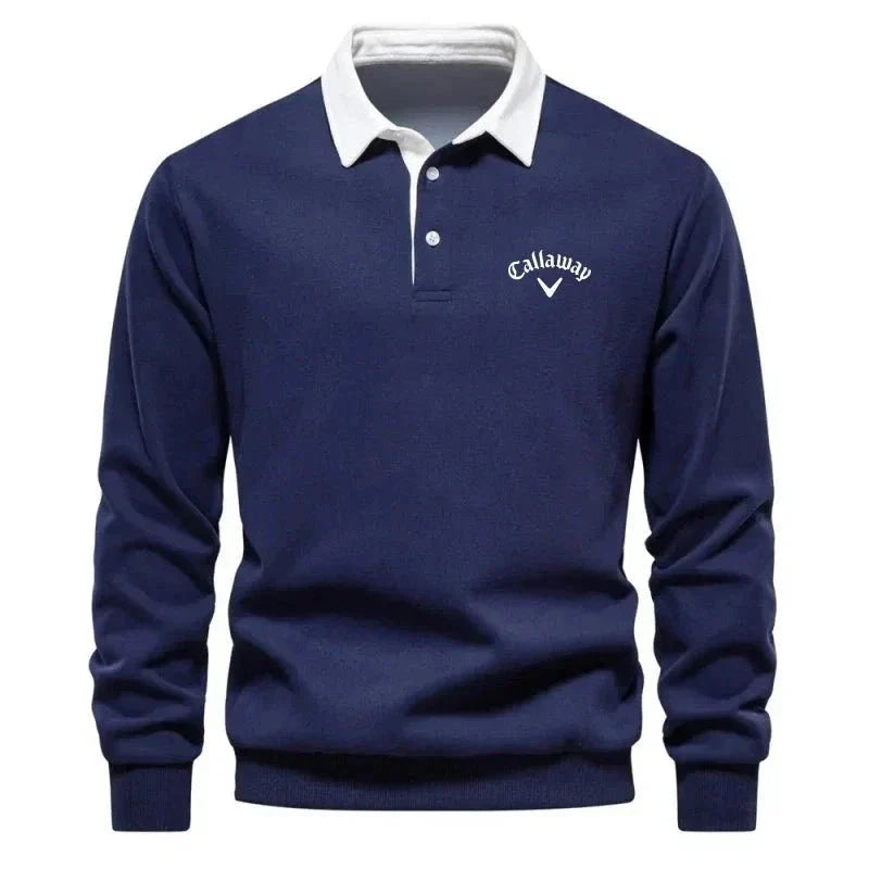 Nuana Sebastian | Herren Langarm-Polo Pullover Strick Kontrastkragen Tailored Fit