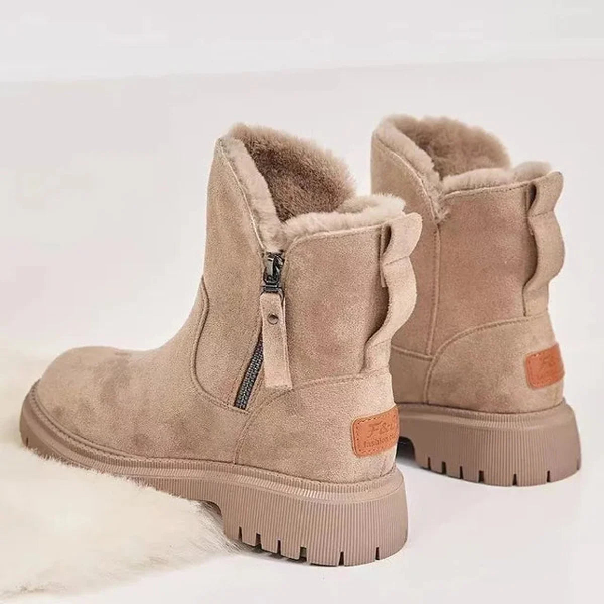 Nuana | Stiefeletten Damen Gefütterte Winterstiefel mit Reißverschluss Plateau