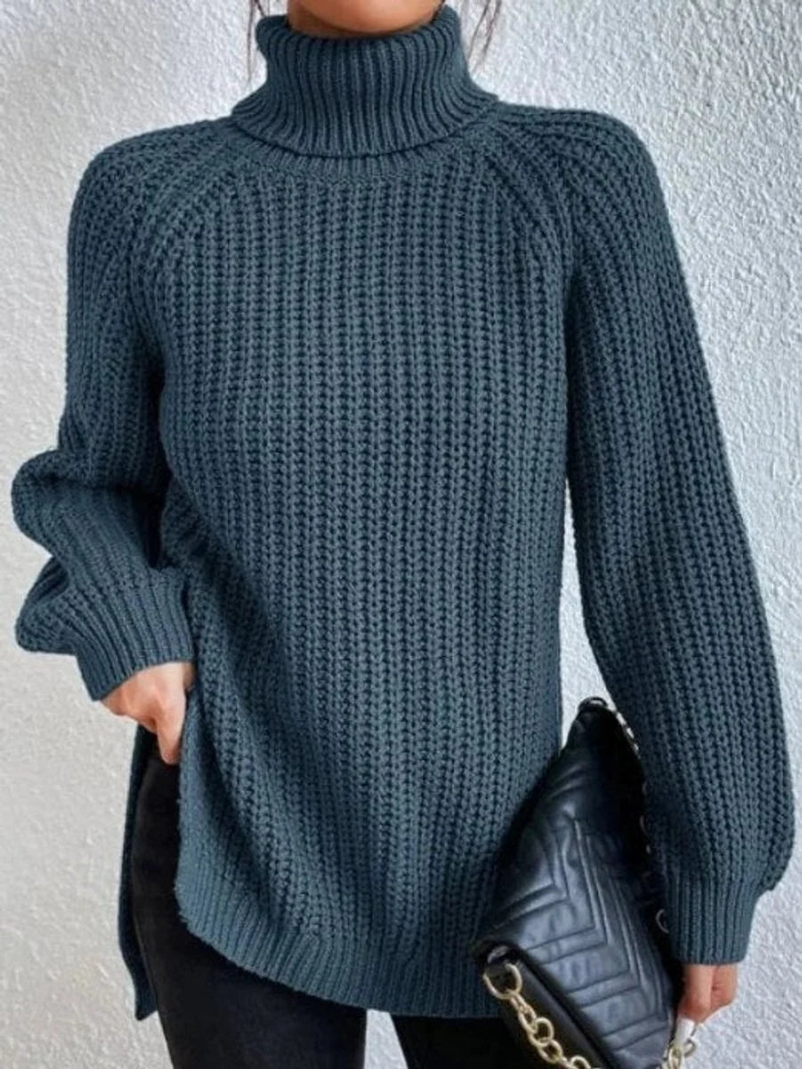 Nuana | Strickpullover Damen Oversize Rollkragen Grobstrick Pullover