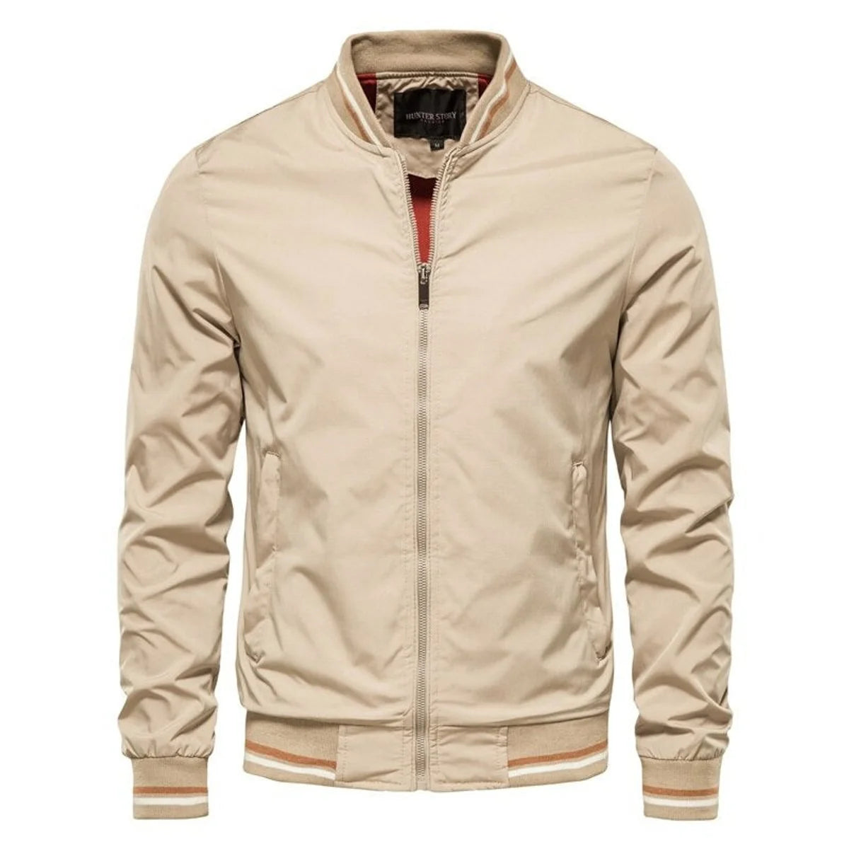 Nuana Tobias Herren Bomber Jacket Unifarben mit Rippbündchen Reißverschluss