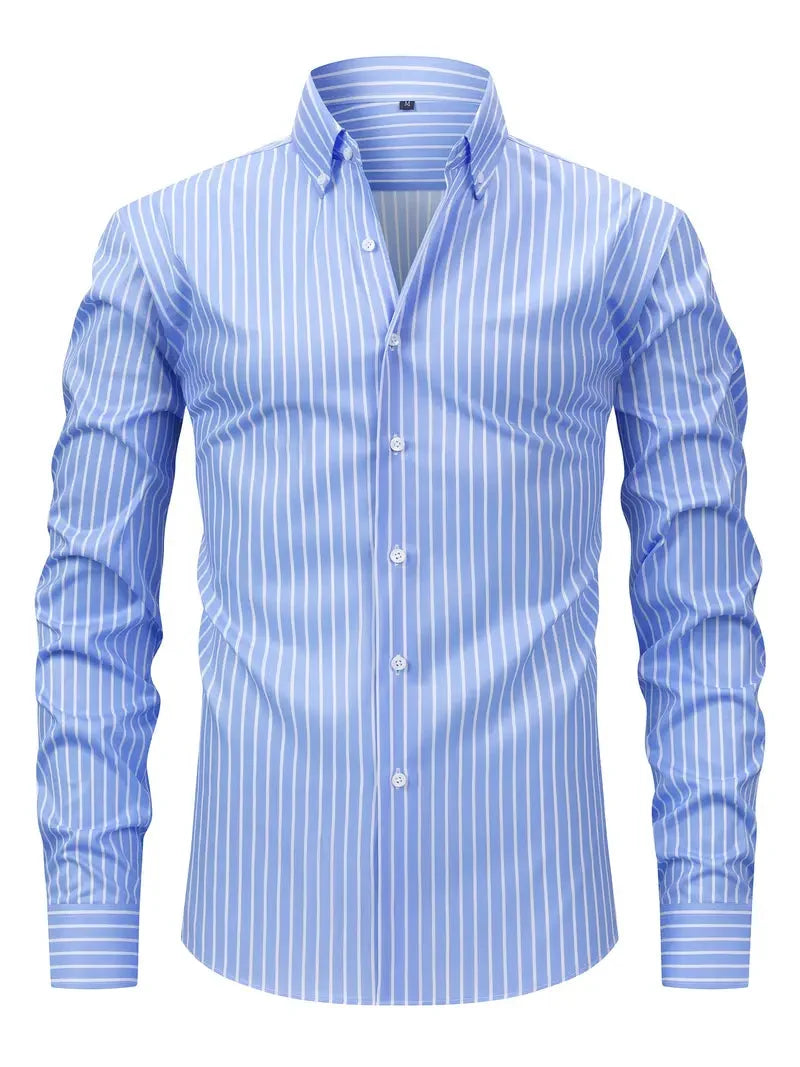 Nuana Tobias Herren Slim Fit Streifen Knopfhemd