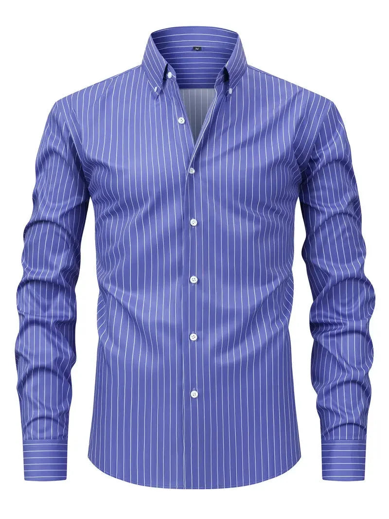 Nuana Tobias Herren Slim Fit Streifen Knopfhemd