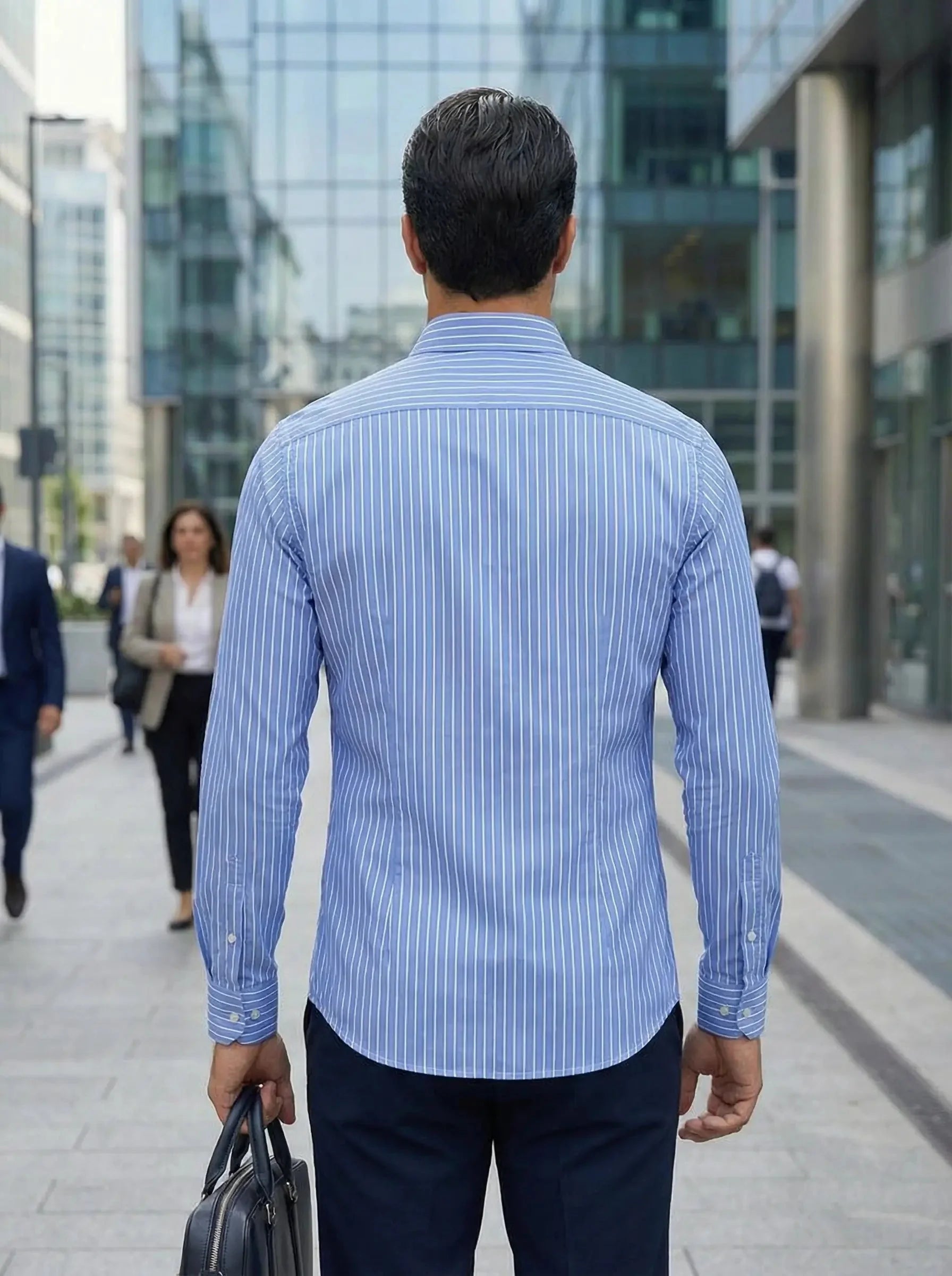 Nuana Tobias Herren Slim Fit Streifen Knopfhemd