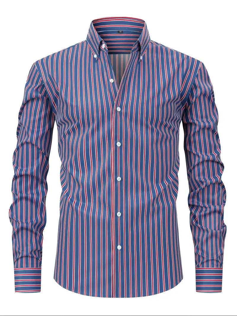 Nuana Tobias Herren Slim Fit Streifen Knopfhemd