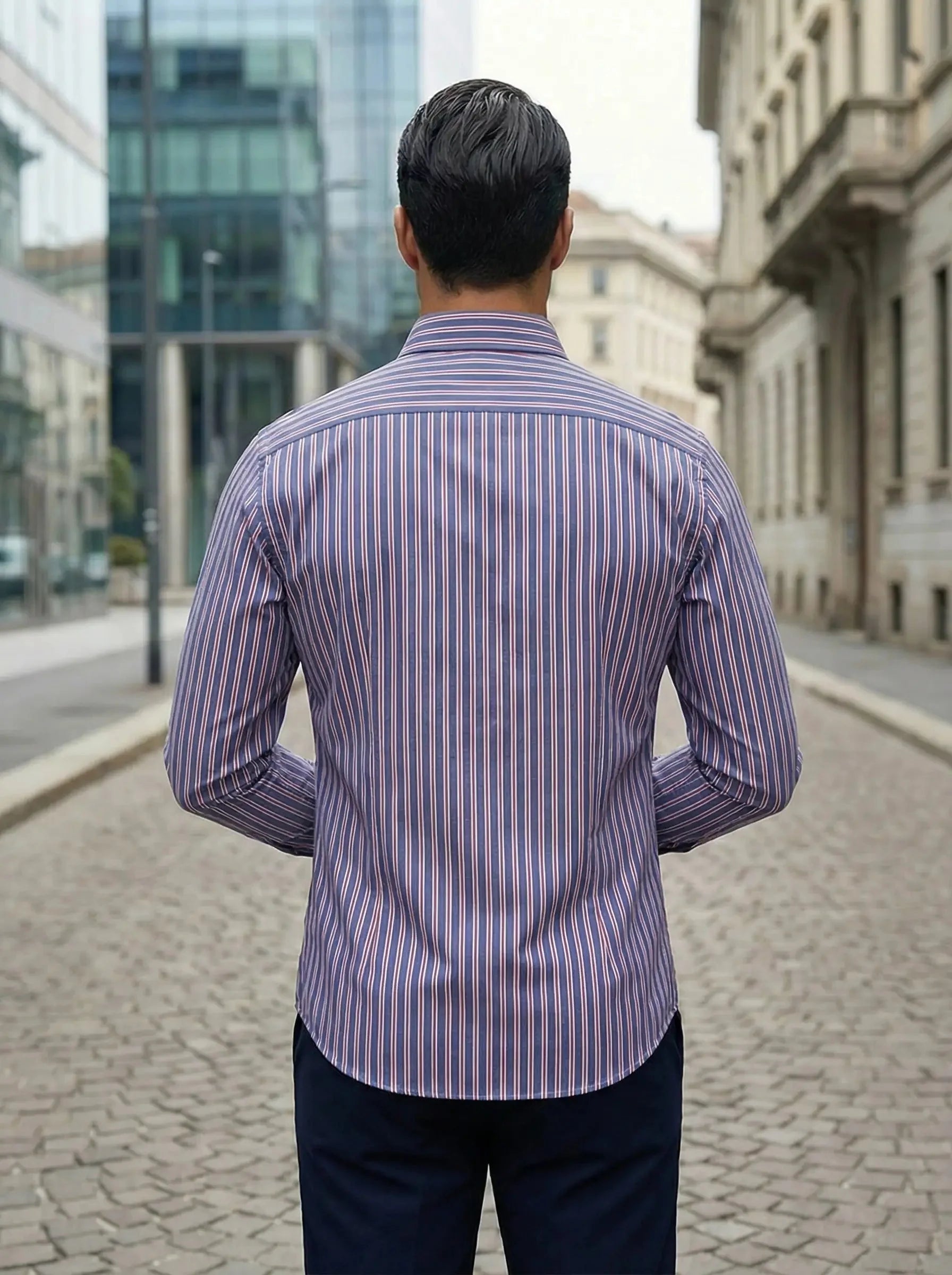 Nuana Tobias Herren Slim Fit Streifen Knopfhemd