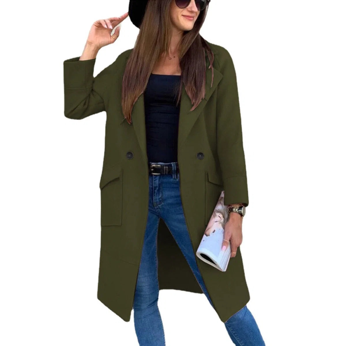 Nuana | Trenchcoat Damen Eleganter Doppelreihiger Mantel mit Reverskragen