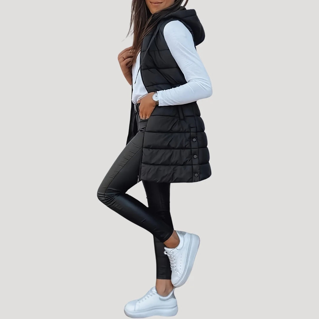 Nuana | Winter Steppweste für Damen mit Kapuze