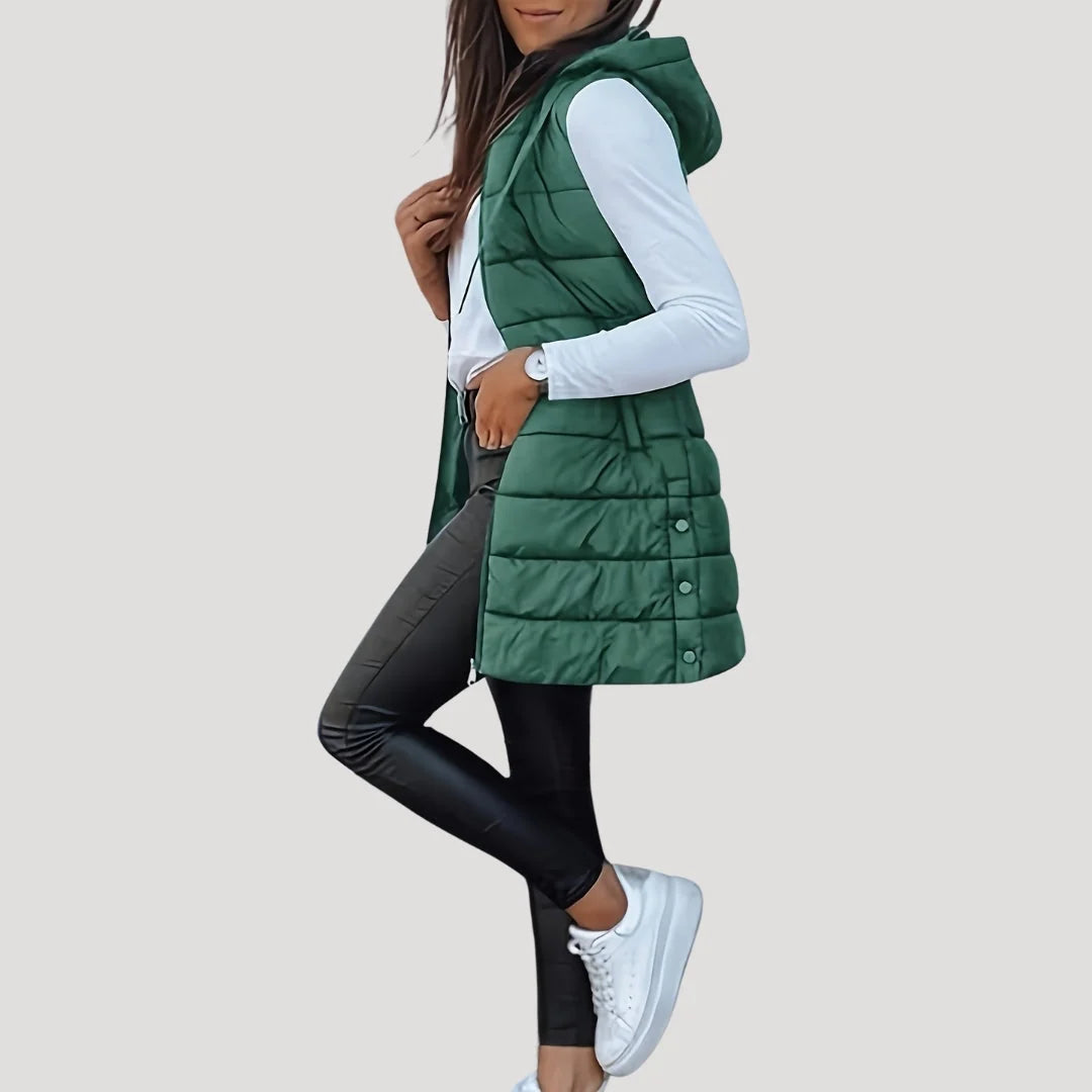 Nuana | Winter Steppweste für Damen mit Kapuze