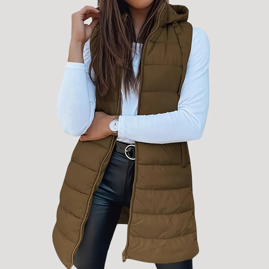 Nuana | Winter Steppweste für Damen mit Kapuze