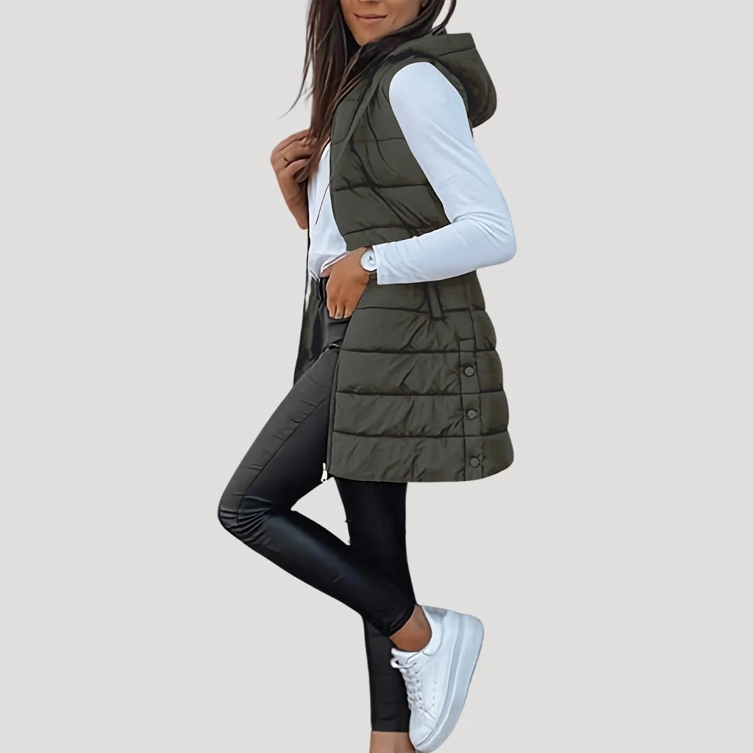 Nuana | Winter Steppweste für Damen mit Kapuze