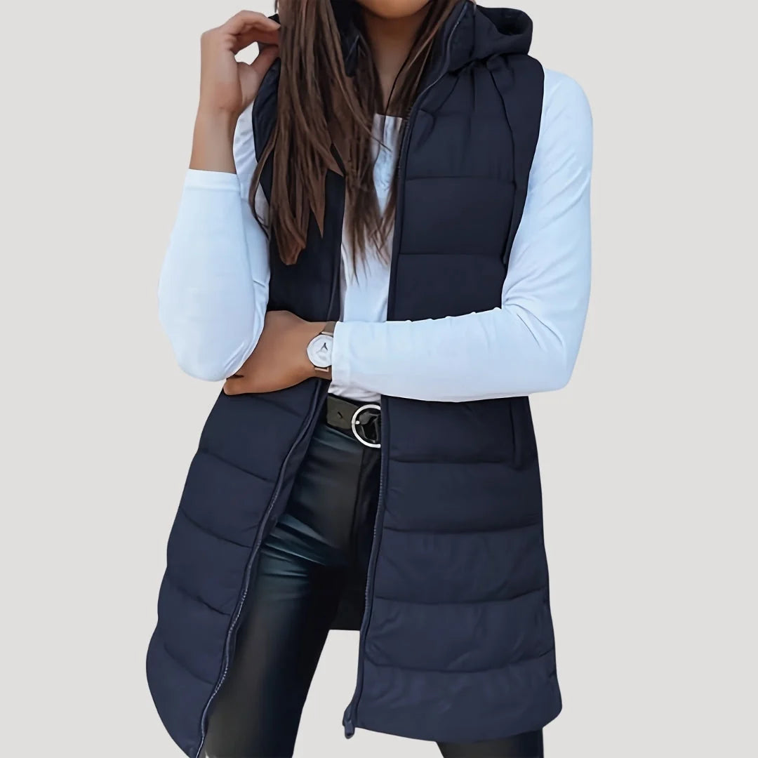 Nuana | Winter Steppweste für Damen mit Kapuze