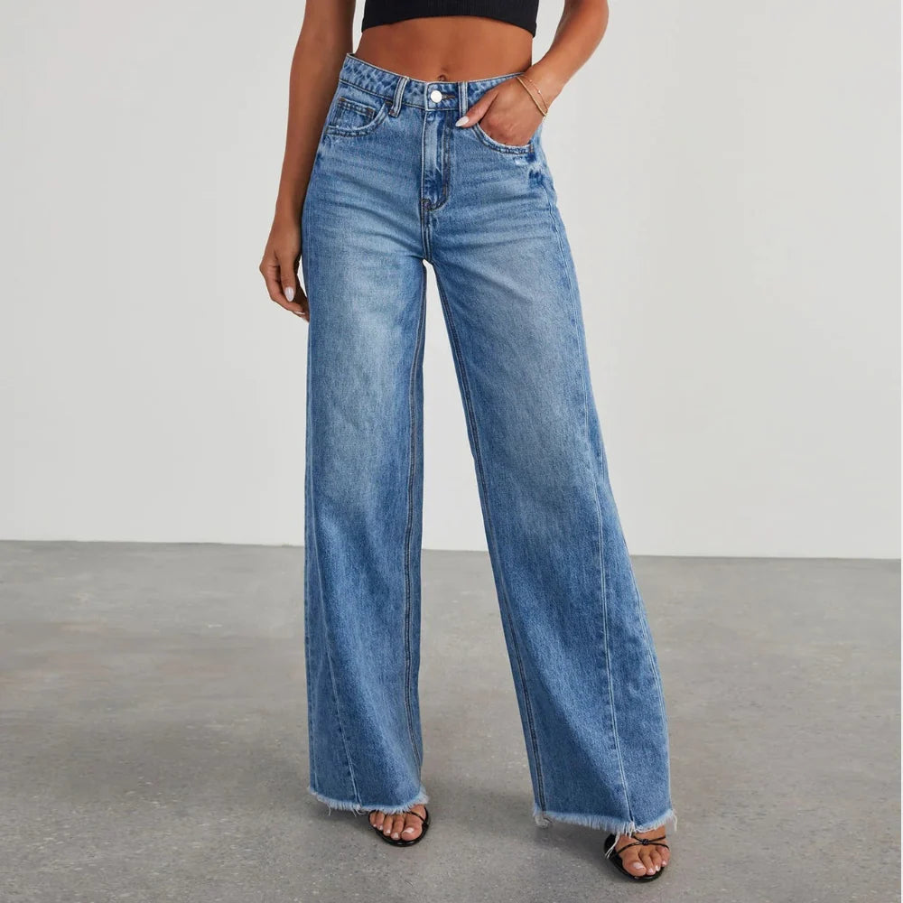 Pauline | Vintage Gewaschene Weit Geschnittene Gerade Jeans Damen