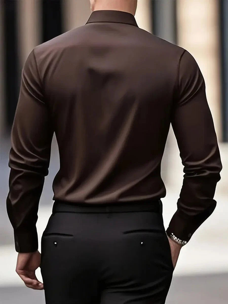 Stefan | Herren Slim-Fit Knitterfreies Langarm Business-Hemd
