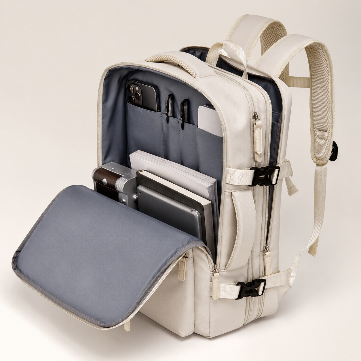 NUANA Reise Rucksack mit Laptop-Fach (Erweiterbar 16-26 cm)