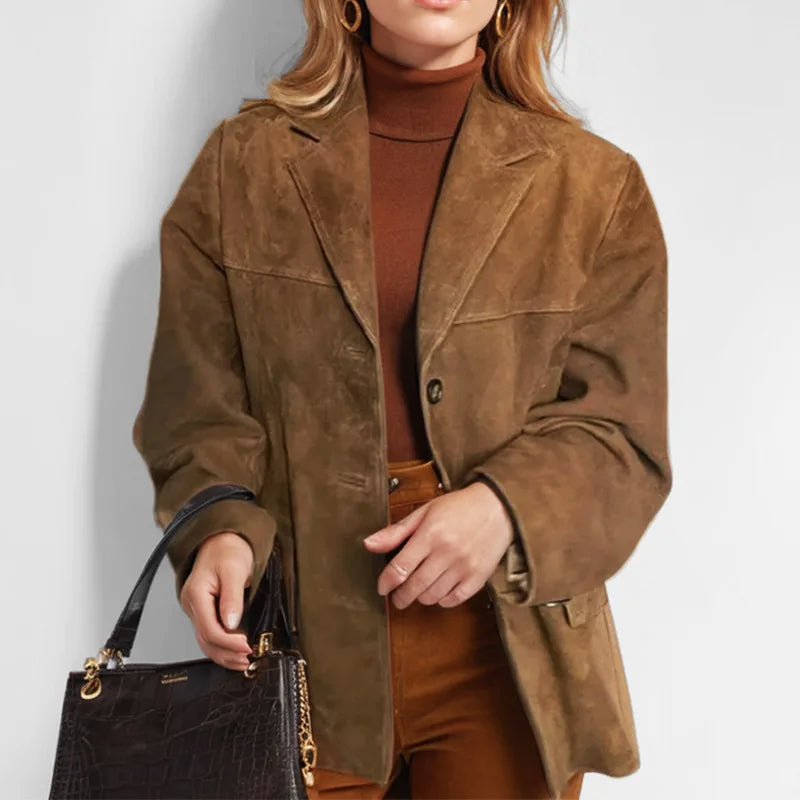 Nuana | Damen Urban Style Locker Sitzende Lederjacke