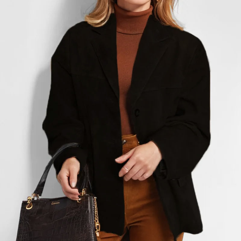 Nuana | Damen Urban Style Locker Sitzende Lederjacke
