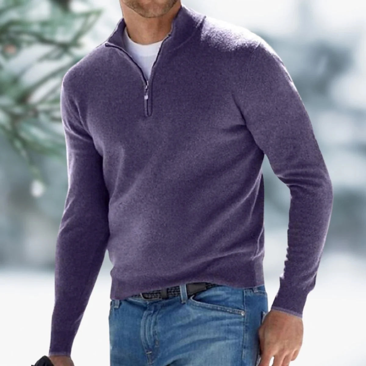 Alexander | Herren Feinstrick Pullover Viertelreißverschluss Knit Sweater