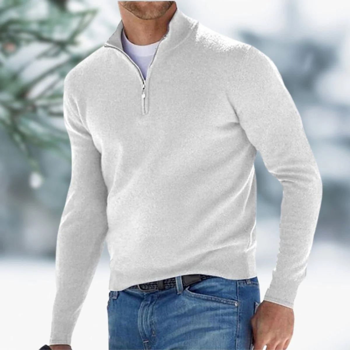 Alexander | Herren Feinstrick Pullover Viertelreißverschluss Knit Sweater