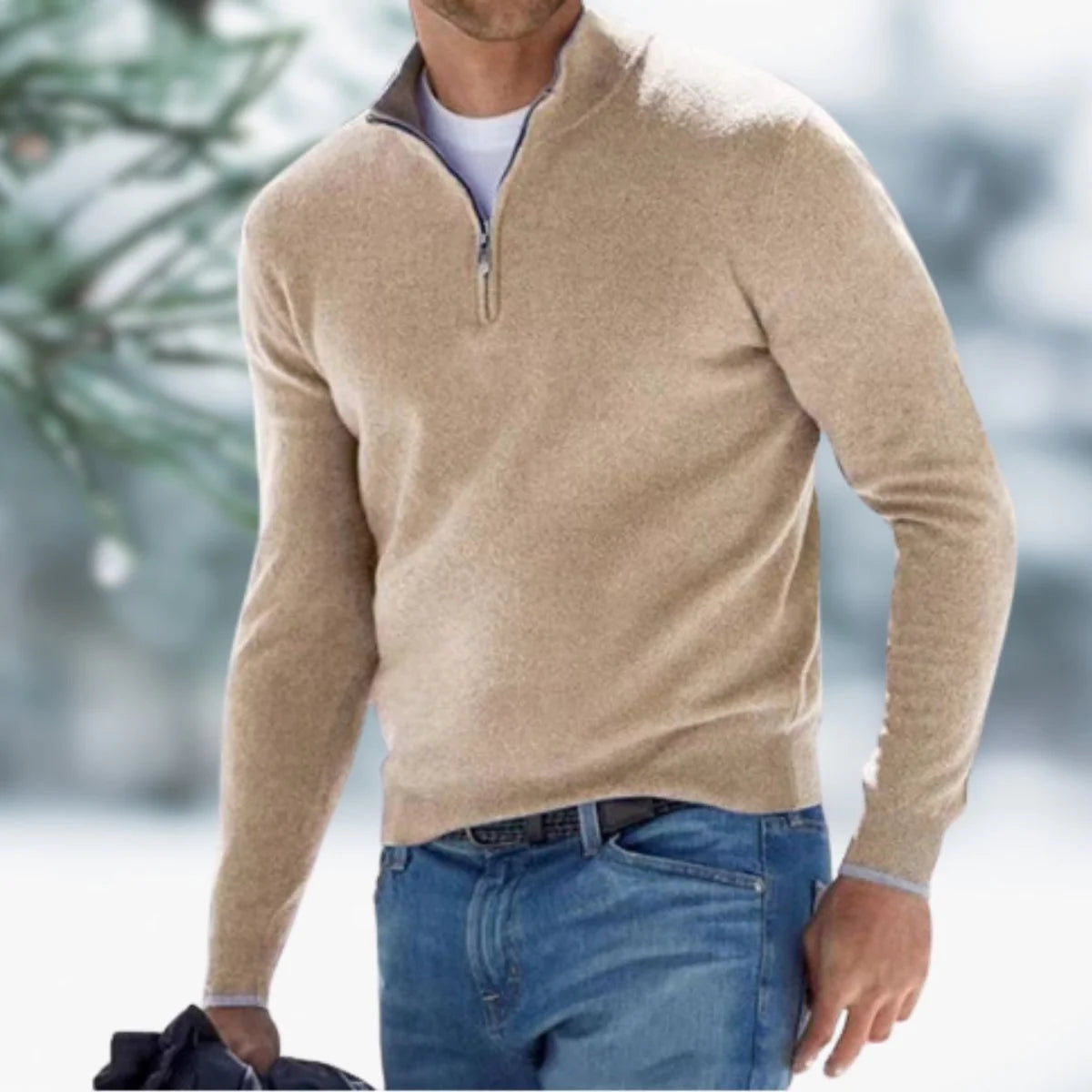Alexander | Herren Feinstrick Pullover Viertelreißverschluss Knit Sweater