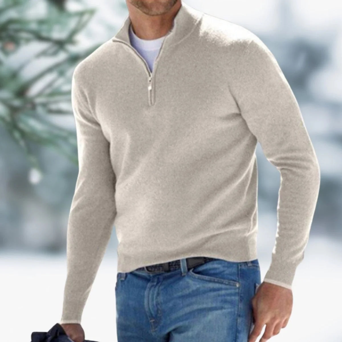Alexander | Herren Feinstrick Pullover Viertelreißverschluss Knit Sweater
