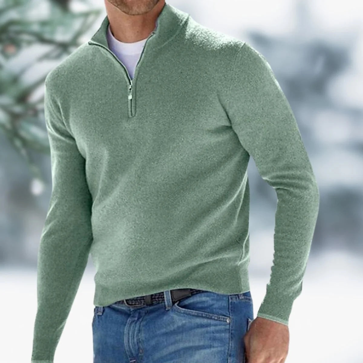 Alexander | Herren Feinstrick Pullover Viertelreißverschluss Knit Sweater