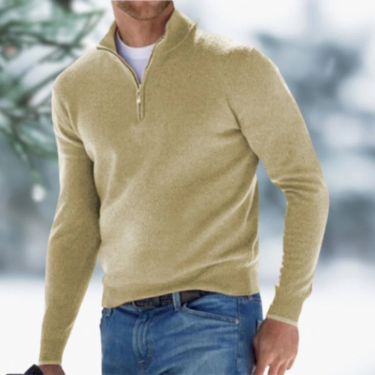 Alexander | Herren Feinstrick Pullover Viertelreißverschluss Knit Sweater