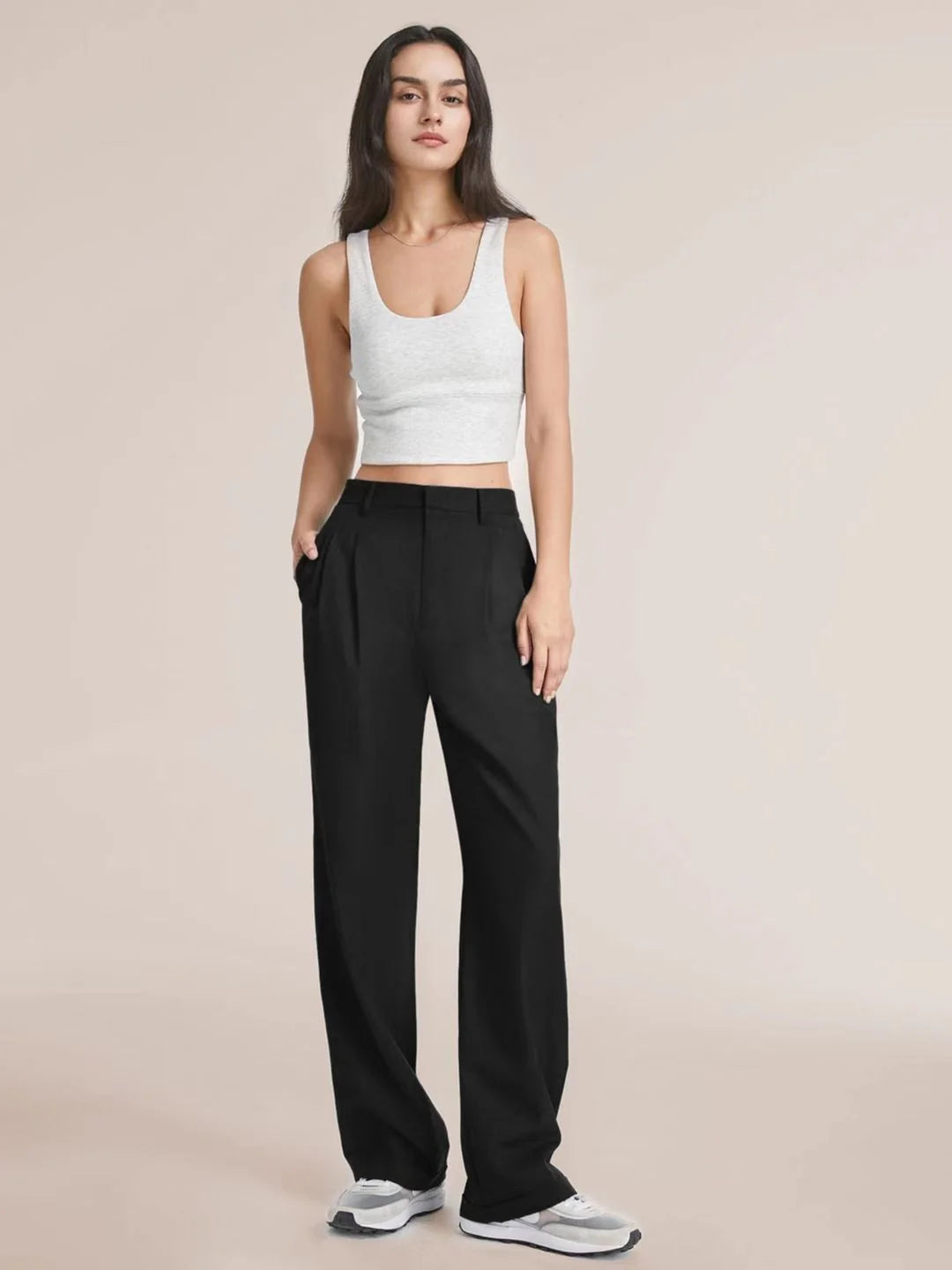 Barbara | Damen Weitbeinige Hose mit Hoher Taille