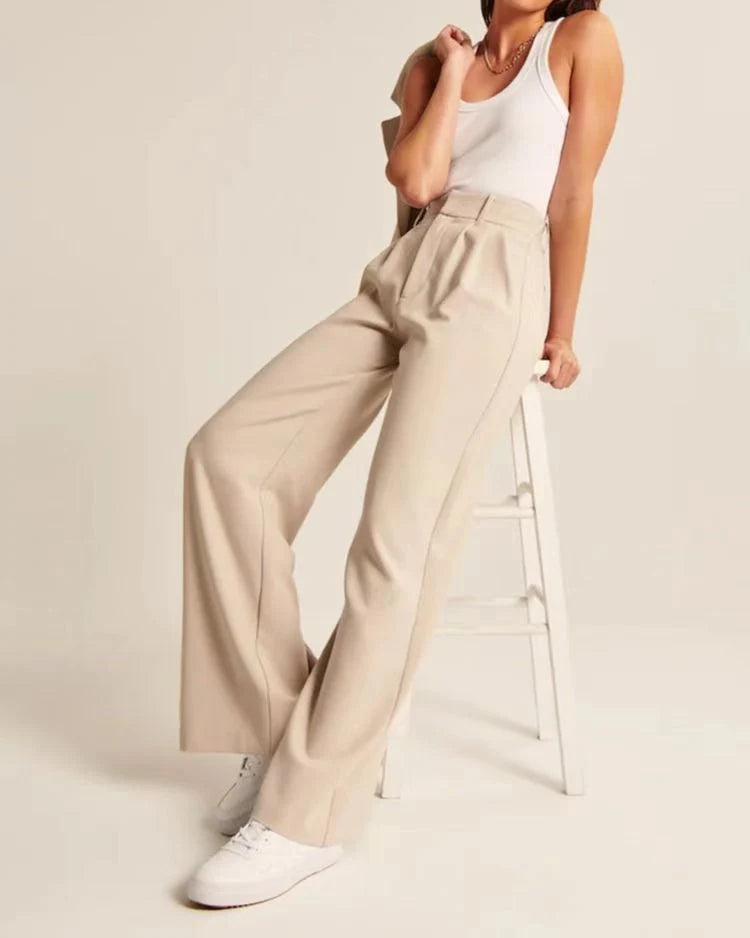 Barbara | Damen Weitbeinige Hose mit Hoher Taille