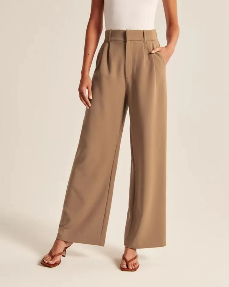 Barbara | Damen Weitbeinige Hose mit Hoher Taille