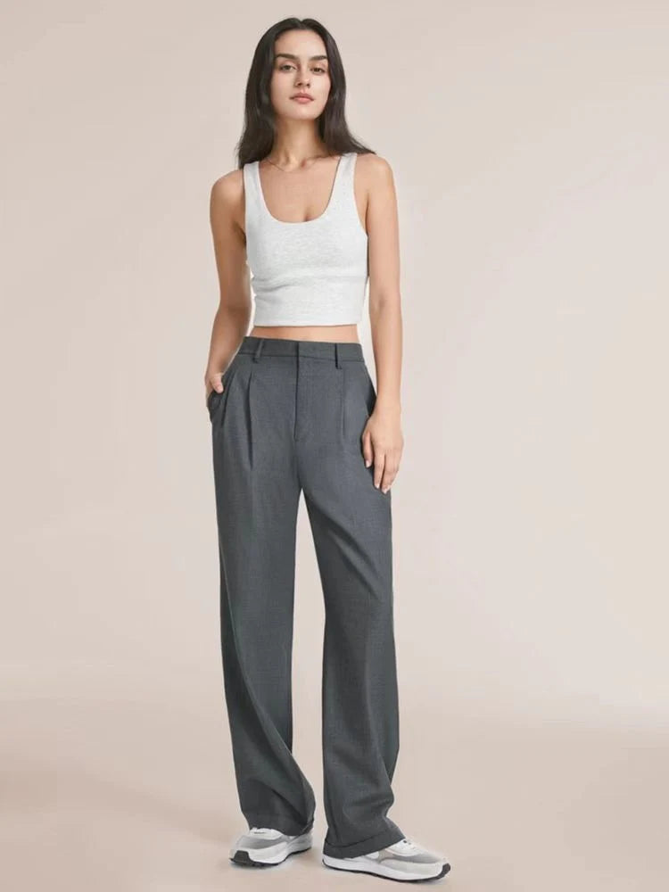Barbara | Damen Weitbeinige Hose mit Hoher Taille