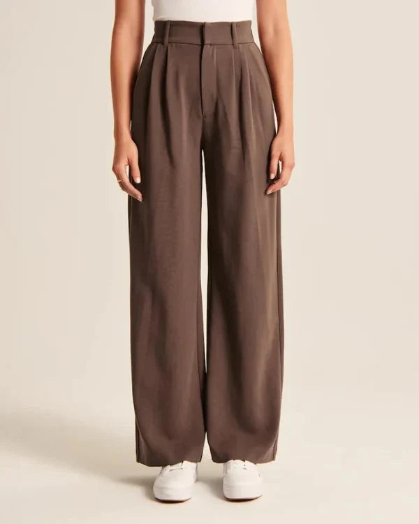 Barbara | Damen Weitbeinige Hose mit Hoher Taille