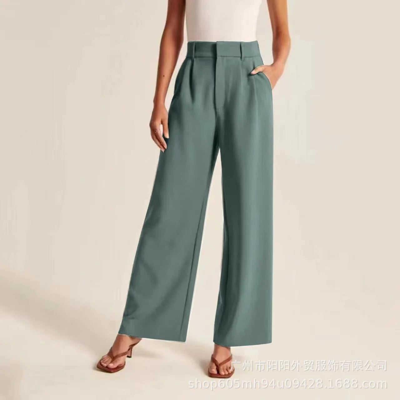 Barbara | Damen Weitbeinige Hose mit Hoher Taille