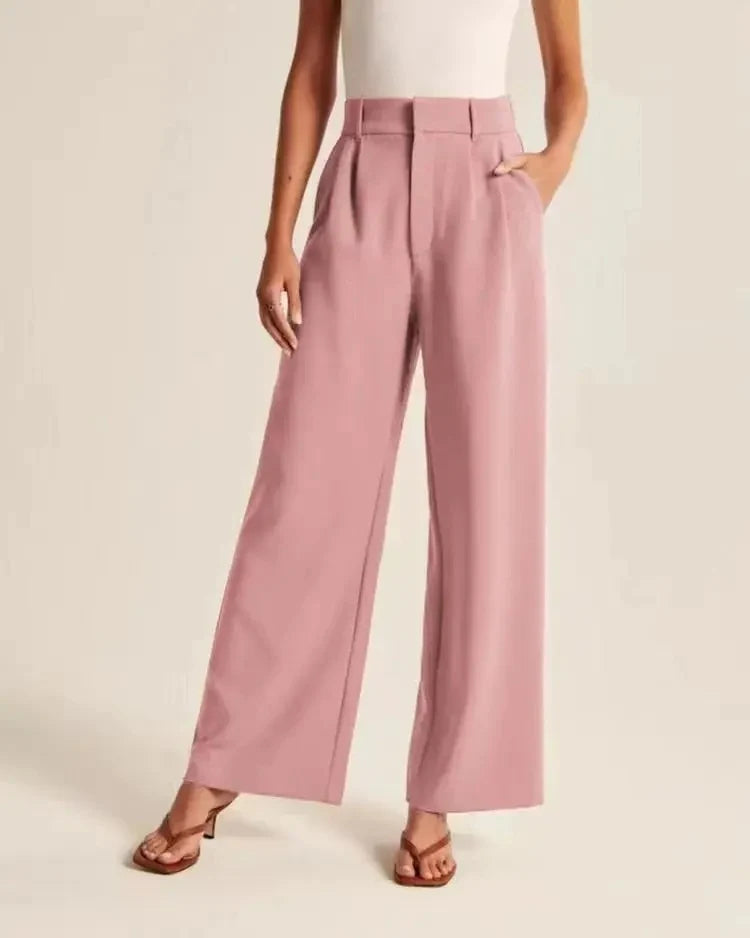 Barbara | Damen Weitbeinige Hose mit Hoher Taille