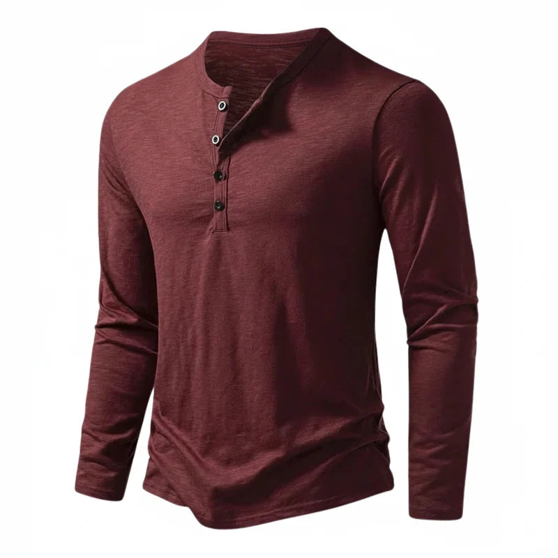 Benjamin | Herren Henley Langarmoberteil mit Knopfleiste am Kragen