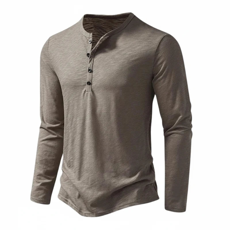 Benjamin | Herren Henley Langarmoberteil mit Knopfleiste am Kragen