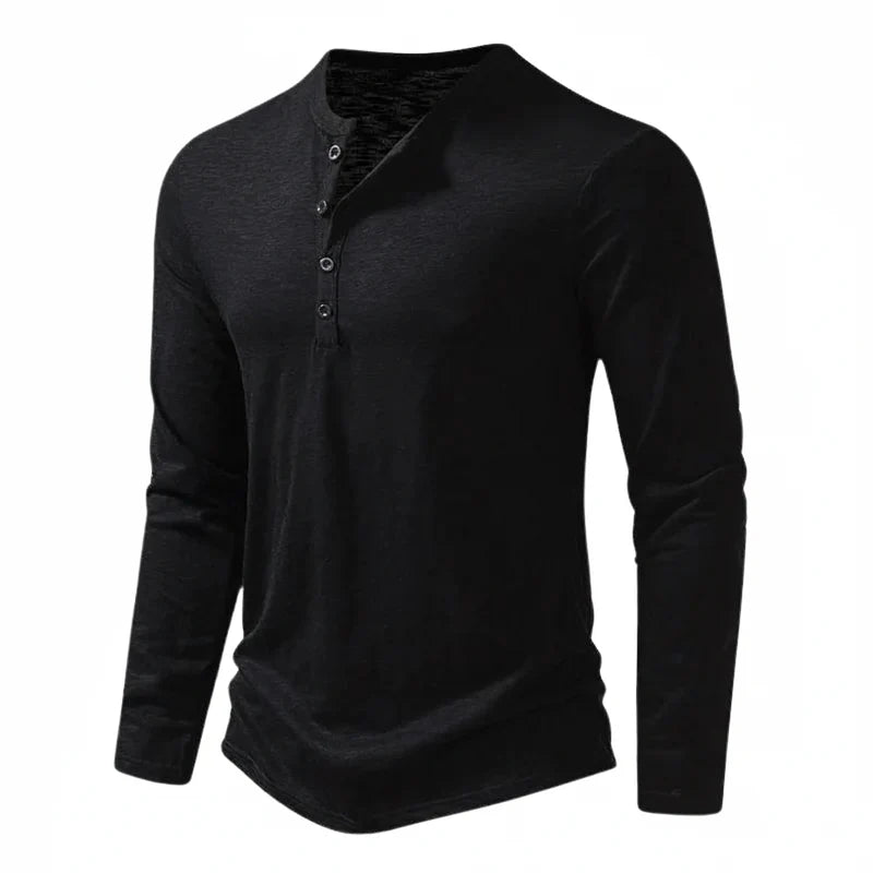 Benjamin | Herren Henley Langarmoberteil mit Knopfleiste am Kragen