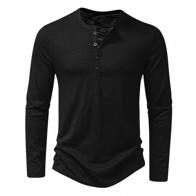 Benjamin | Herren Henley Langarmoberteil mit Knopfleiste am Kragen