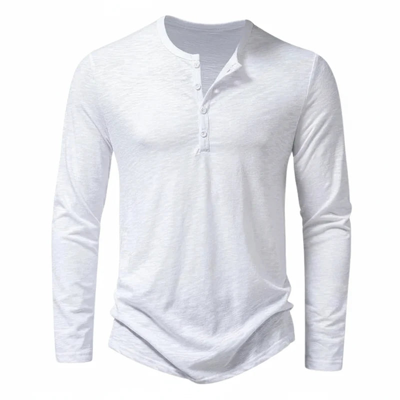 Benjamin | Herren Henley Langarmoberteil mit Knopfleiste am Kragen