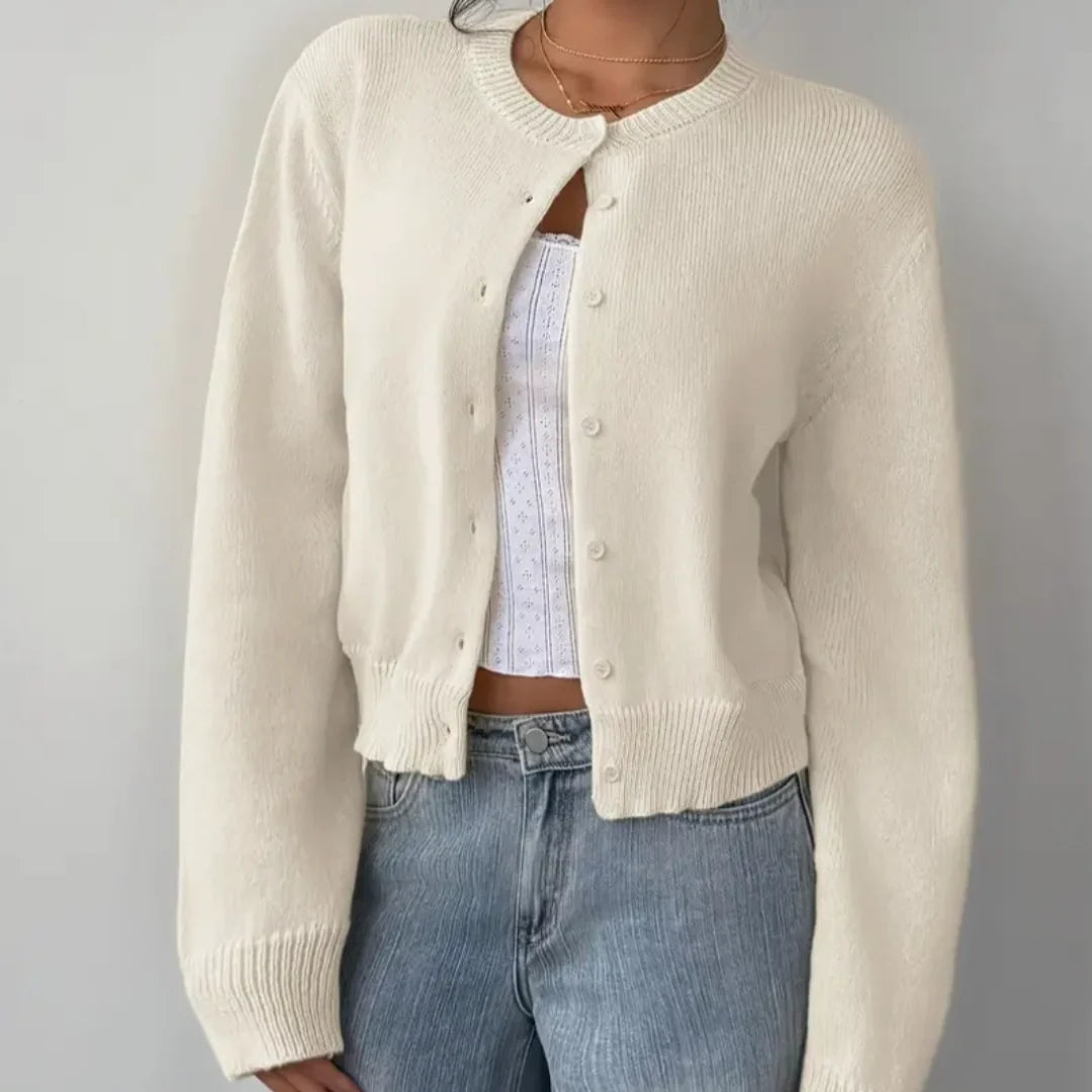 Bettina | Damen Frühlings Cardigan Mit Kragen Und Knöpfen