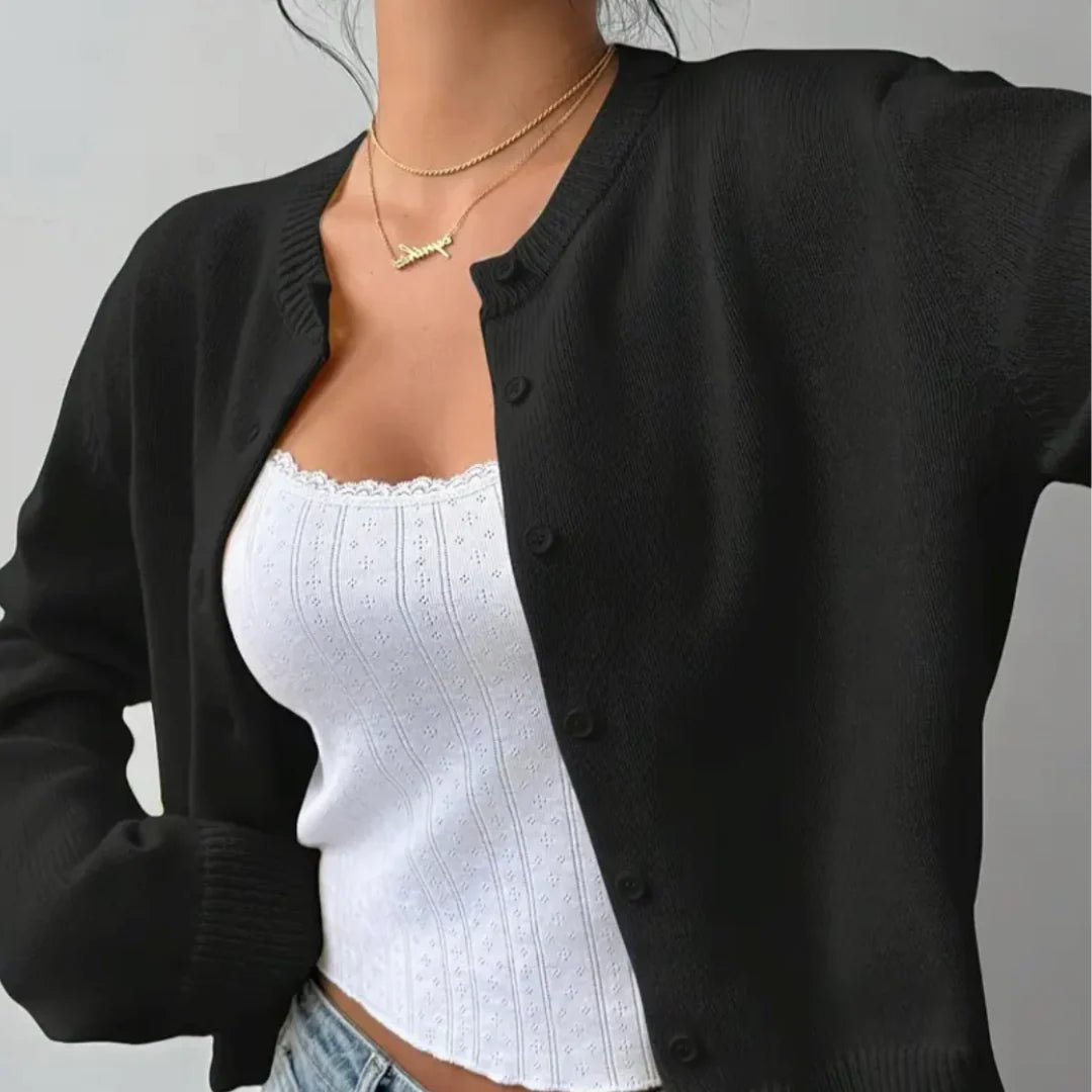 Bettina | Damen Frühlings Cardigan Mit Kragen Und Knöpfen