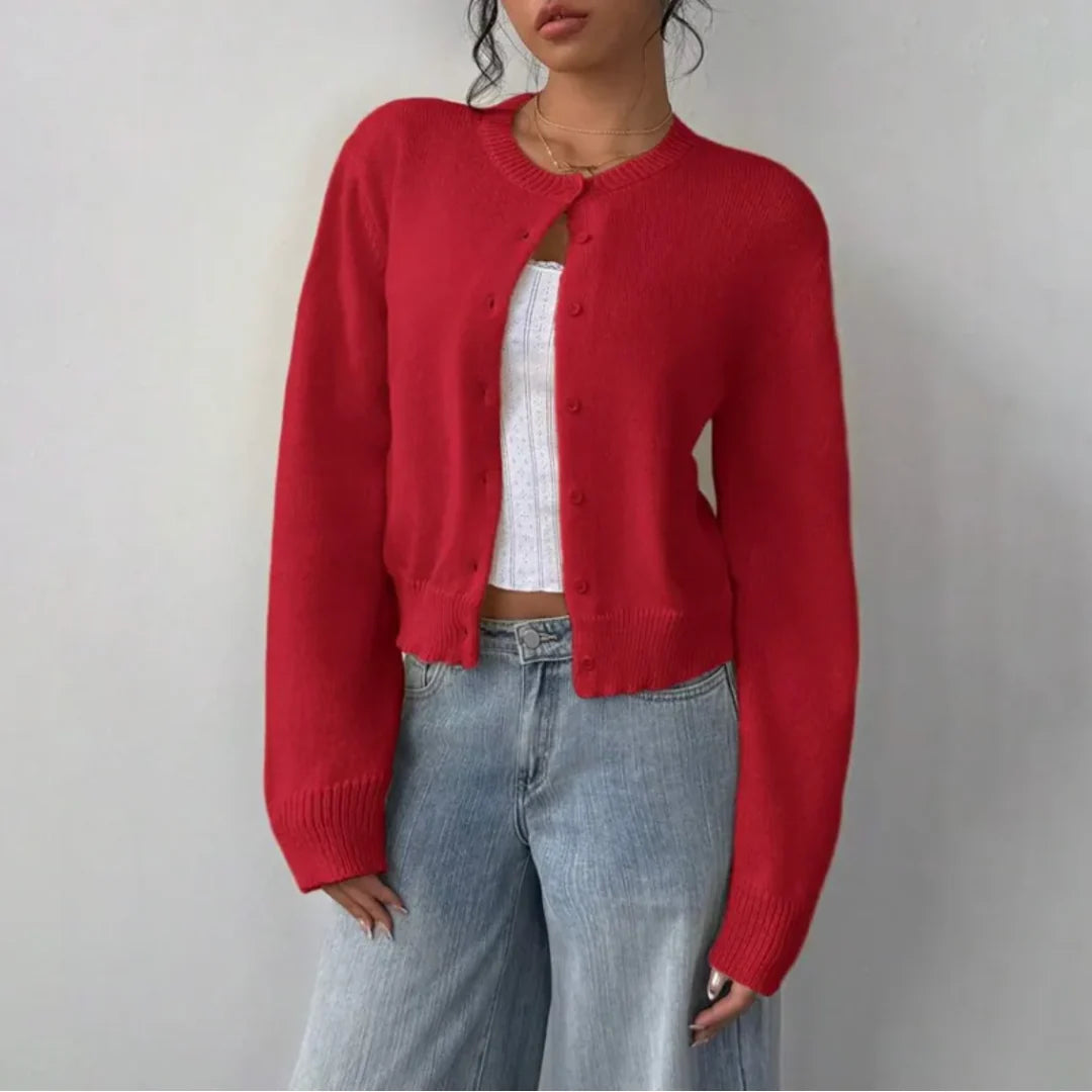 Bettina | Damen Frühlings Cardigan Mit Kragen Und Knöpfen