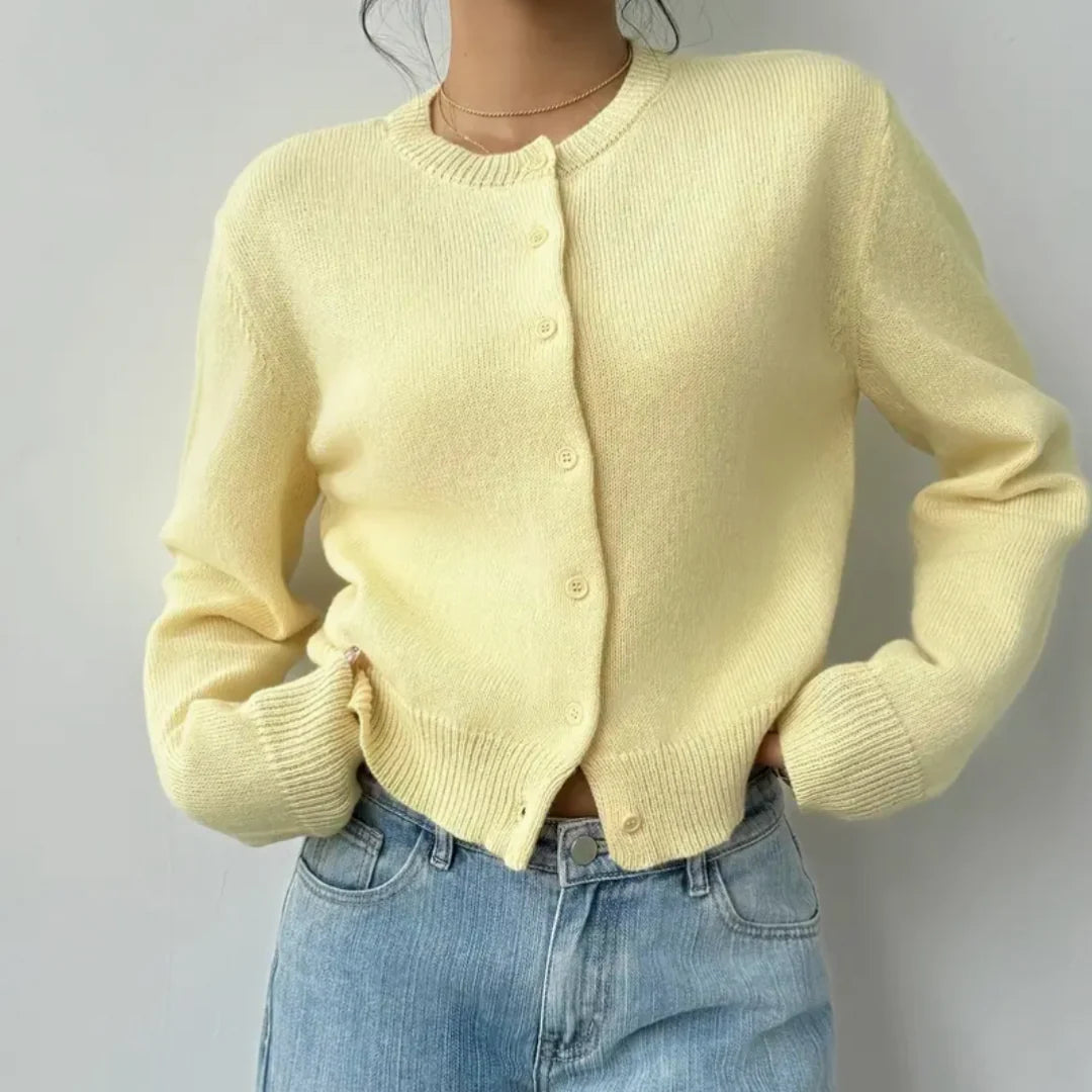 Bettina | Damen Frühlings Cardigan Mit Kragen Und Knöpfen