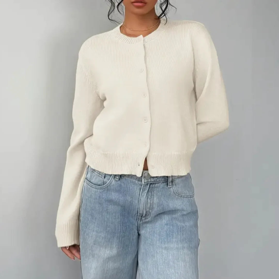 Bettina | Damen Frühlings Cardigan Mit Kragen Und Knöpfen