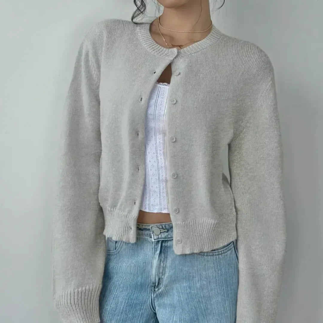 Bettina | Damen Frühlings Cardigan Mit Kragen Und Knöpfen