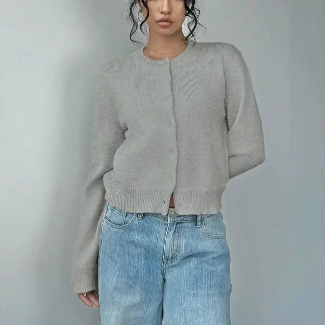 Bettina | Damen Frühlings Cardigan Mit Kragen Und Knöpfen