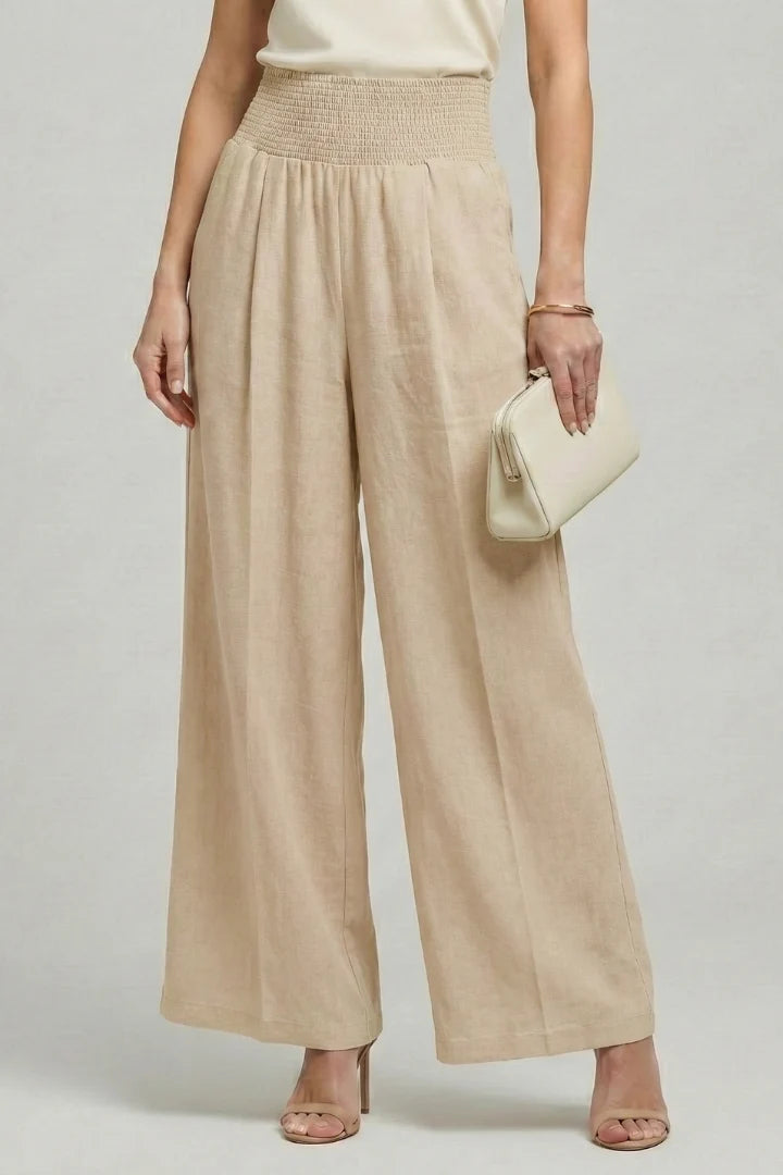 Carolin | Damen Palazzohose mit Hoher Taille und Falten