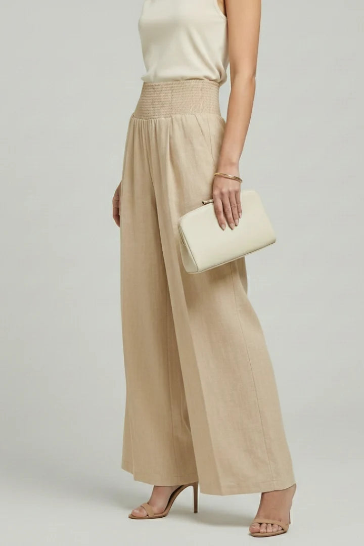 Carolin | Damen Palazzohose mit Hoher Taille und Falten